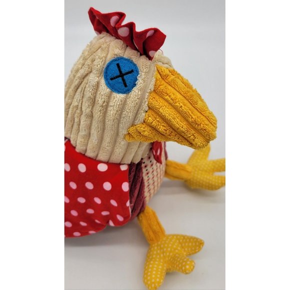 Original Les Deglingos Chicken Hen Plush  11" Red Yellow Pink Blue - Picture 7 of 11